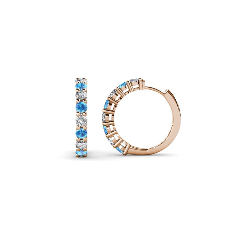 Raya Round Blue Topaz and Diamond Hoop Earrings 