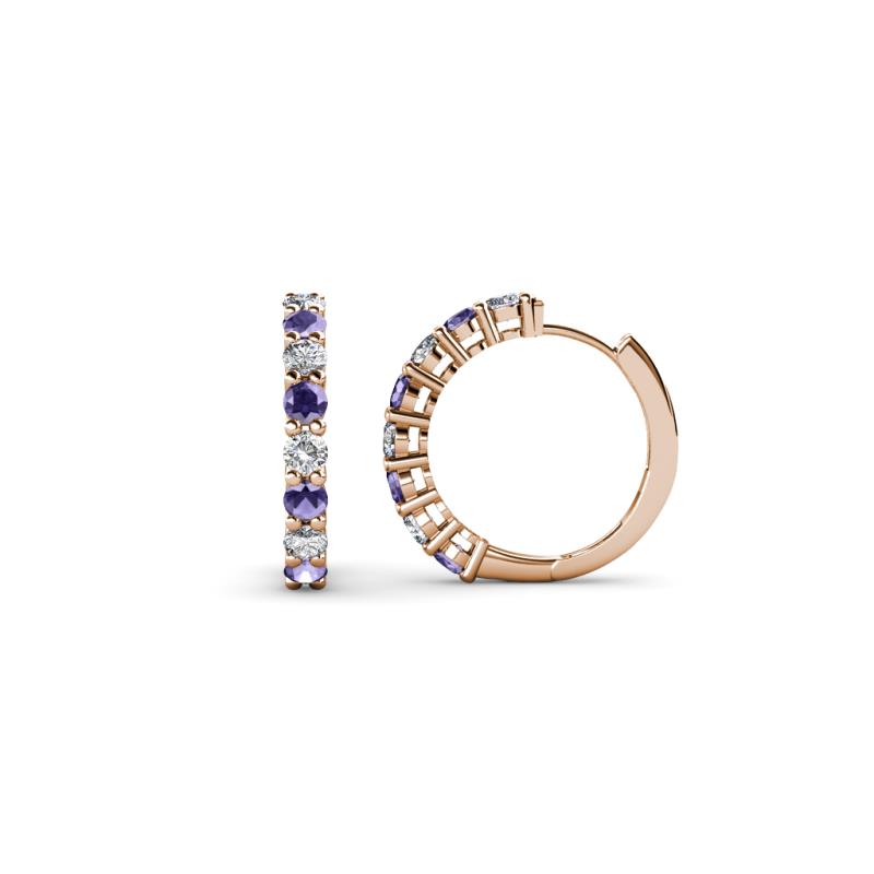 Raya Round Iolite and Diamond Hoop Earrings 