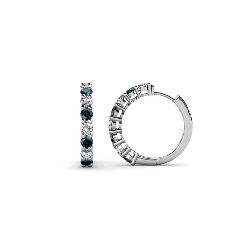 Raya Round London Blue Topaz and Diamond Hoop Earrings 
