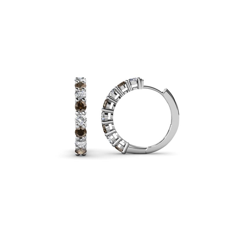 Raya Round Smoky Quartz and Diamond Hoop Earrings 