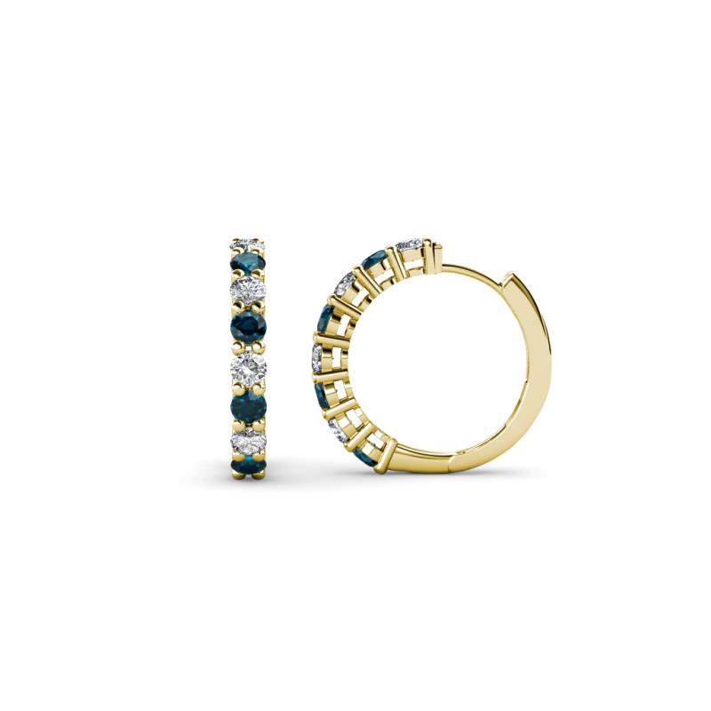 Raya Round Blue and White Diamond Hoop Earrings 