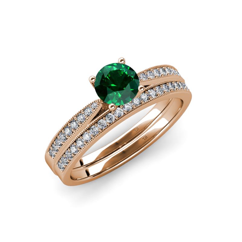 Sian 1.31 ctw Emerald (6.00 mm) Accented Natural Diamonds Bridal Set Ring  