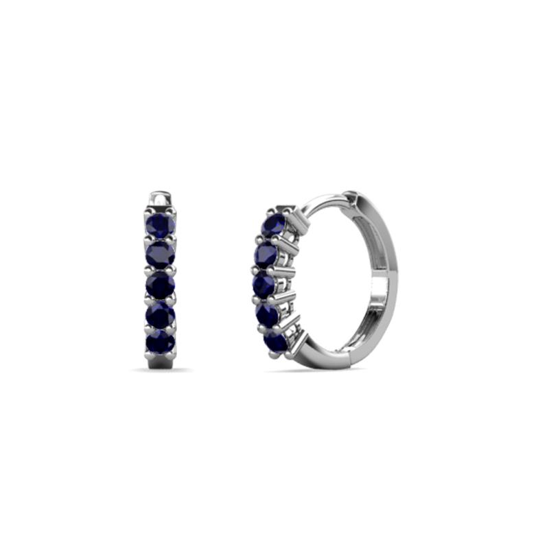 Aricia Petite ctw Blue Sapphire Hoop Earrings ctw Blue Sapphire Women Hoop Earrings using prong setting in K White Gold