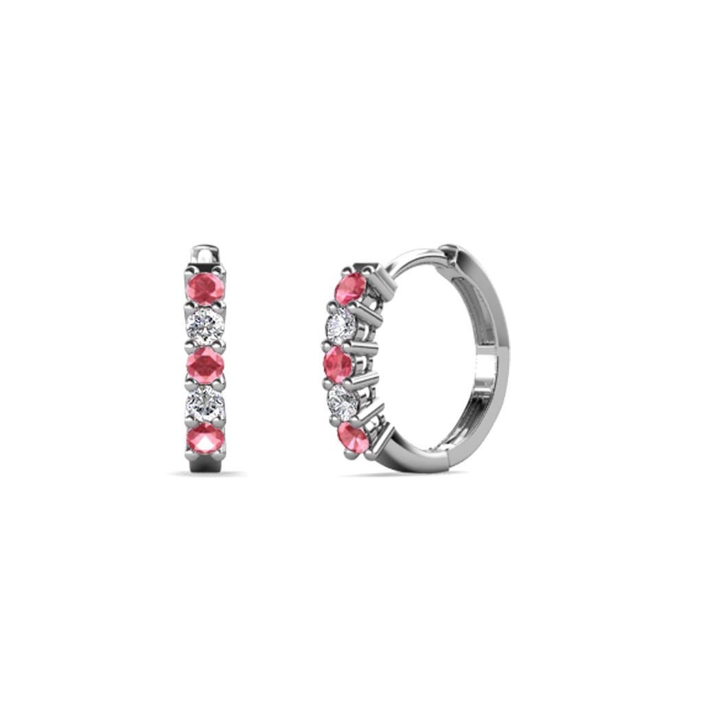 Aricia Petite Pink Tourmaline and Diamond Hoop Earrings 