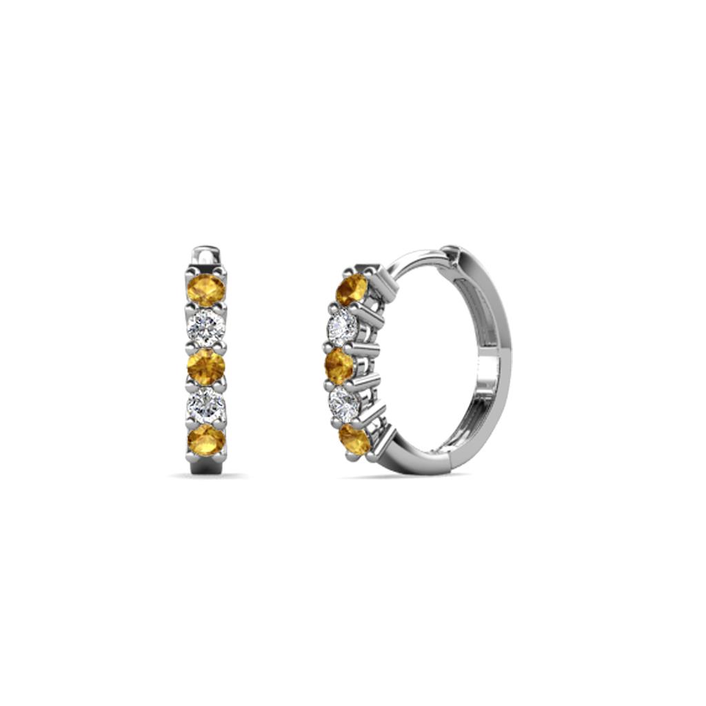 Aricia Petite Citrine and Diamond Hoop Earrings 