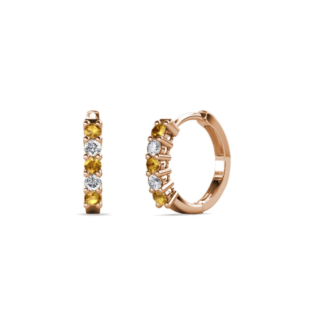 Aricia Petite Citrine and Diamond Hoop Earrings 