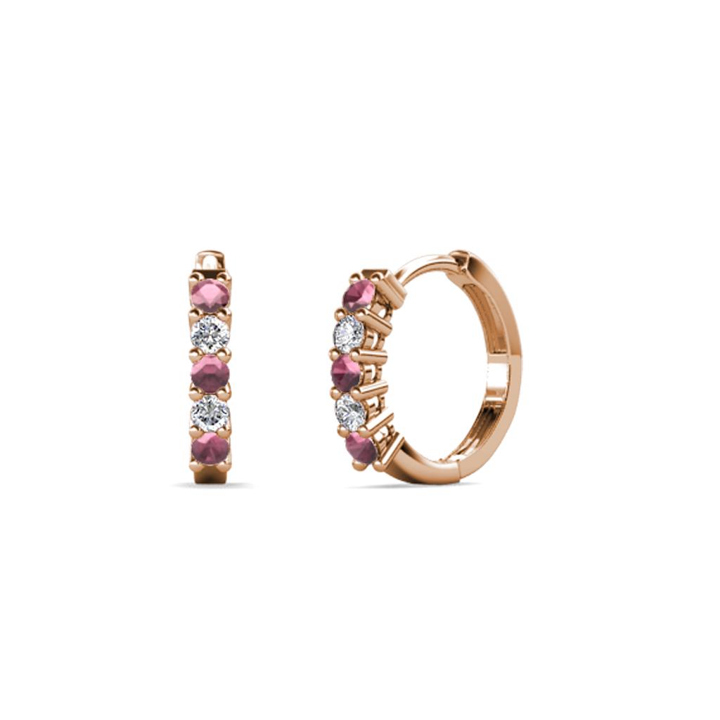 Aricia Petite Rhodolite Garnet and Diamond Hoop Earrings 