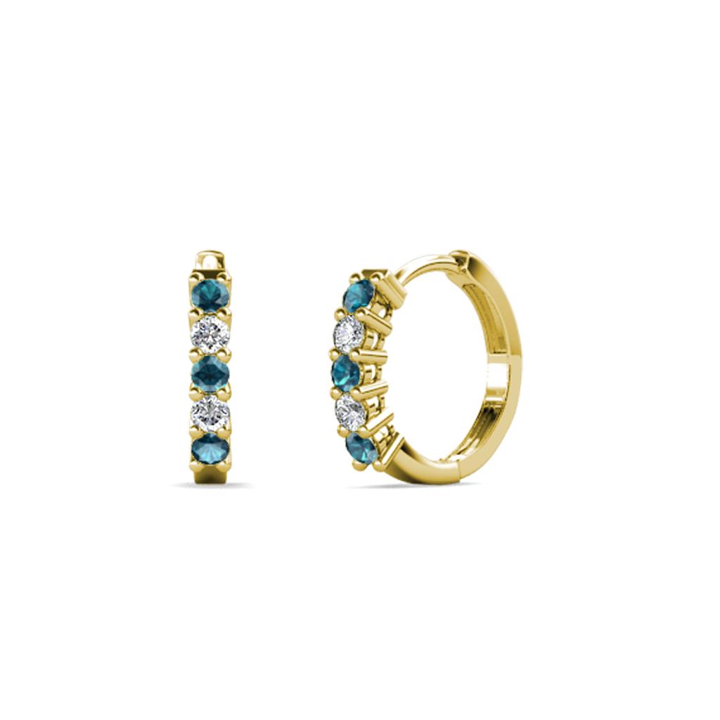 Aricia Petite London Blue Topaz and Diamond Hoop Earrings 