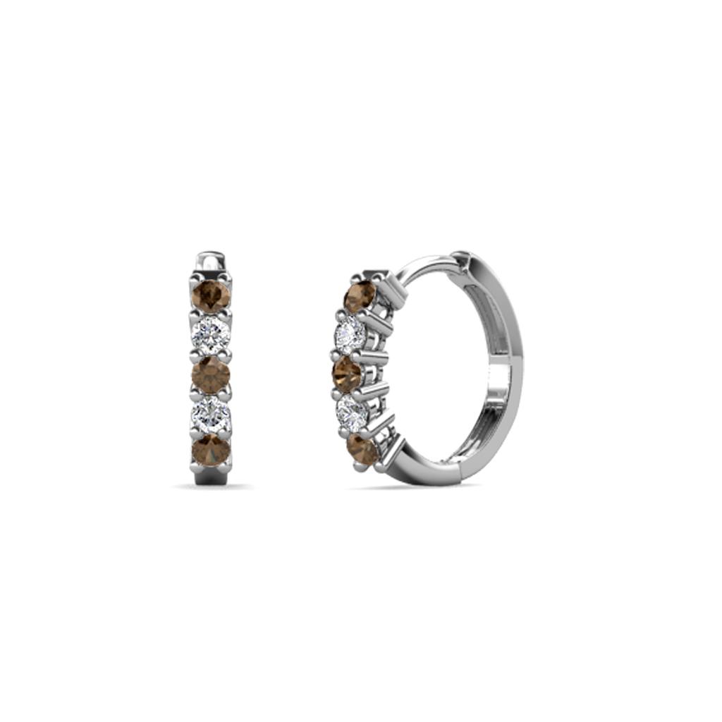 Aricia Petite Smoky Quartz and Diamond Hoop Earrings 