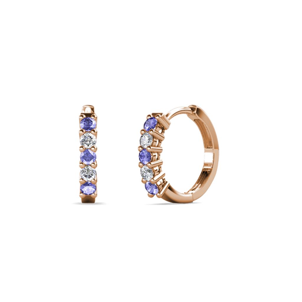Aricia Petite Tanzanite and Diamond Hoop Earrings 
