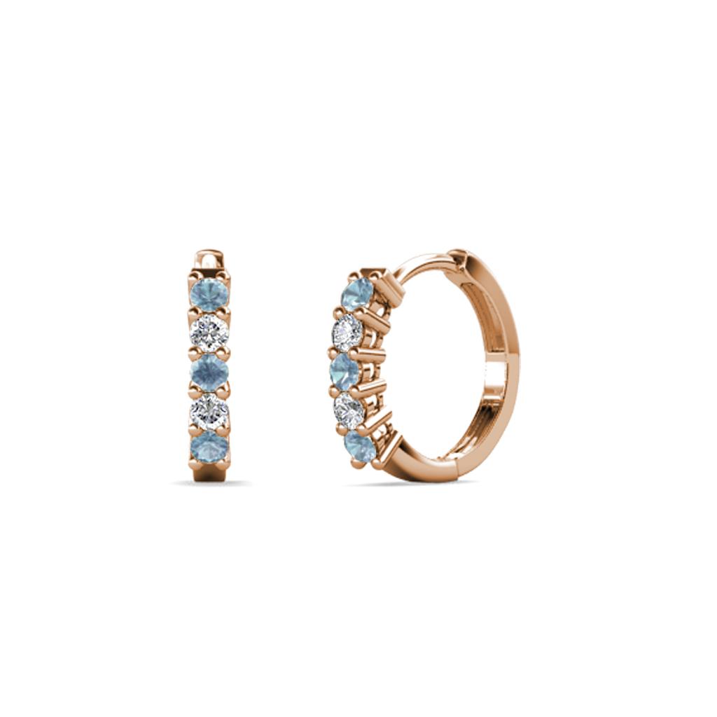 Aricia Petite Aquamarine and Diamond Hoop Earrings 