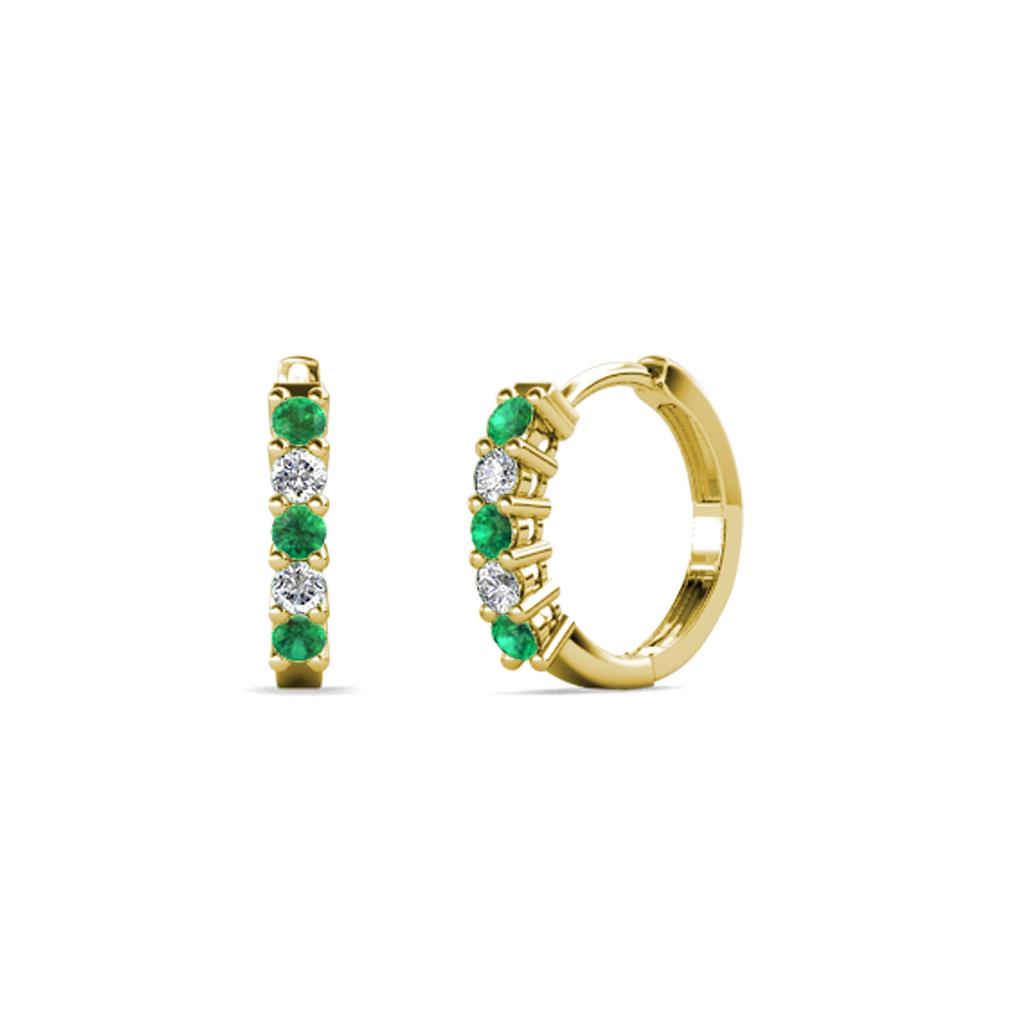 Aricia Petite Emerald and Diamond Hoop Earrings 