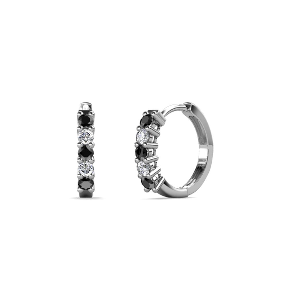 Aricia Petite Black and White Diamond Hoop Earrings 
