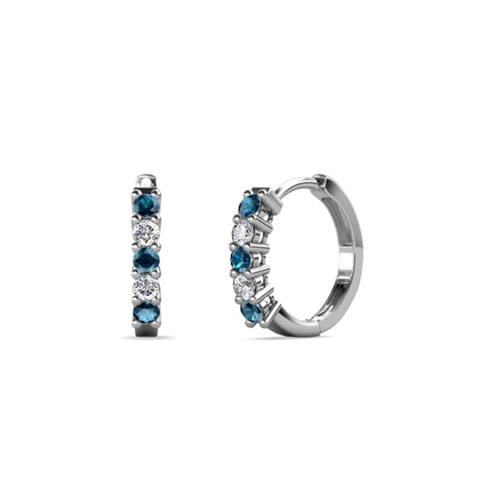 Aricia Petite Blue and White Diamond Hoop Earrings 