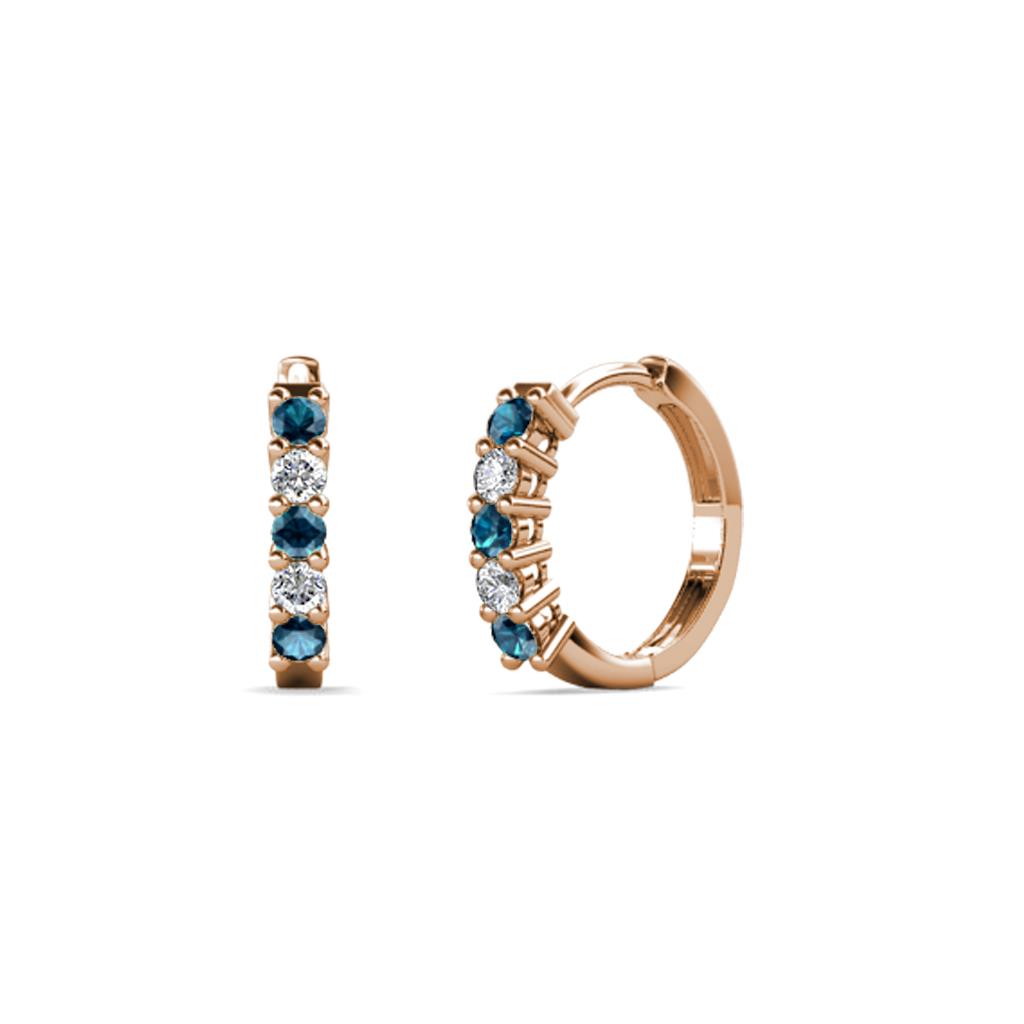 Aricia Petite Blue and White Diamond Hoop Earrings 