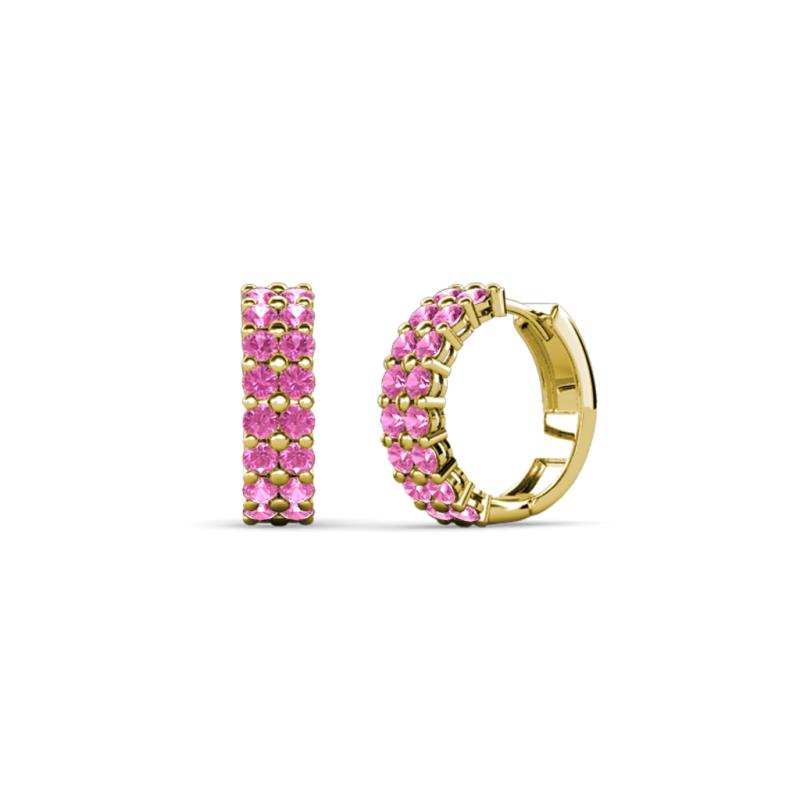 Candice 1.70 mm Petite Pink Sapphire Double Row Hoop Earrings 