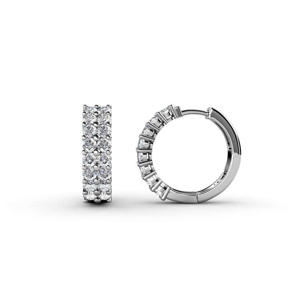 Candice 2.10 mm Diamond Double Row Hoop Earrings 