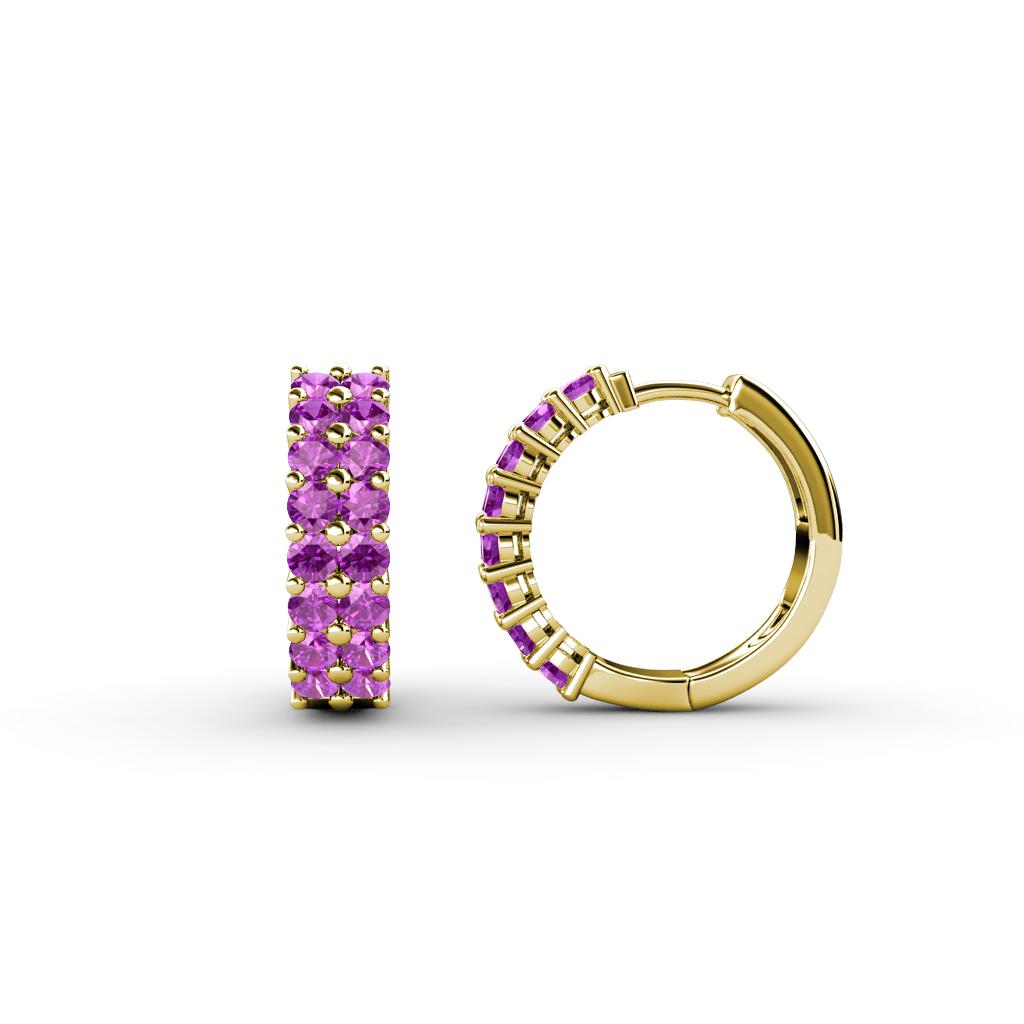 Candice 2.10 mm Amethyst Double Row Hoop Earrings 
