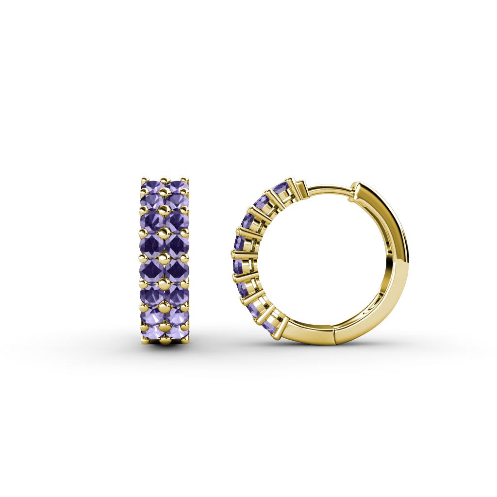 Candice 2.10 mm Iolite Double Row Hoop Earrings 