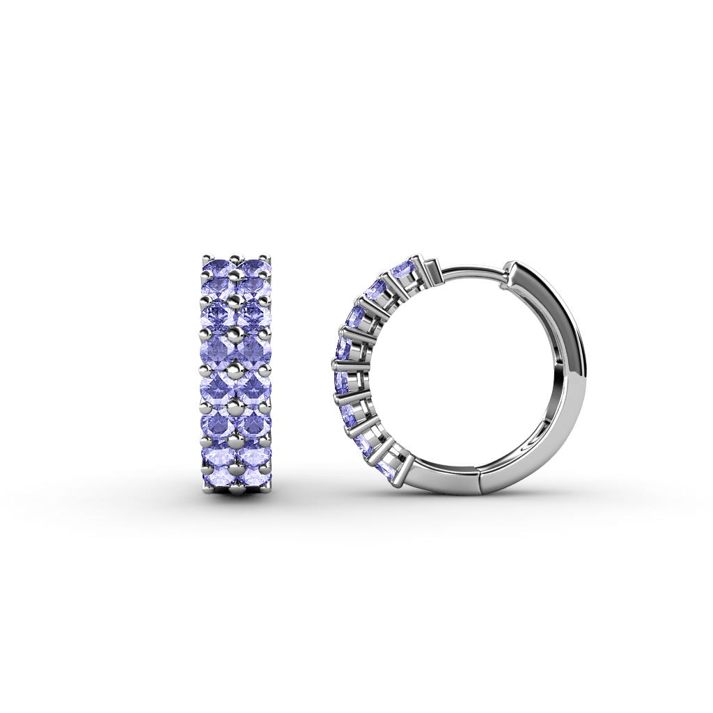 Candice 2.10 mm Tanzanite Double Row Hoop Earrings 