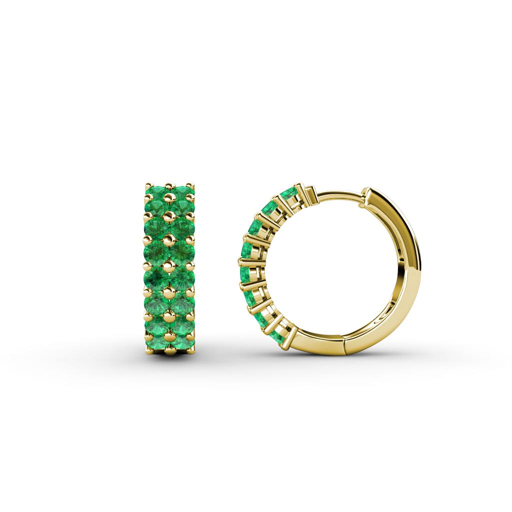 Candice 2.10 mm Emerald Double Row Hoop Earrings 