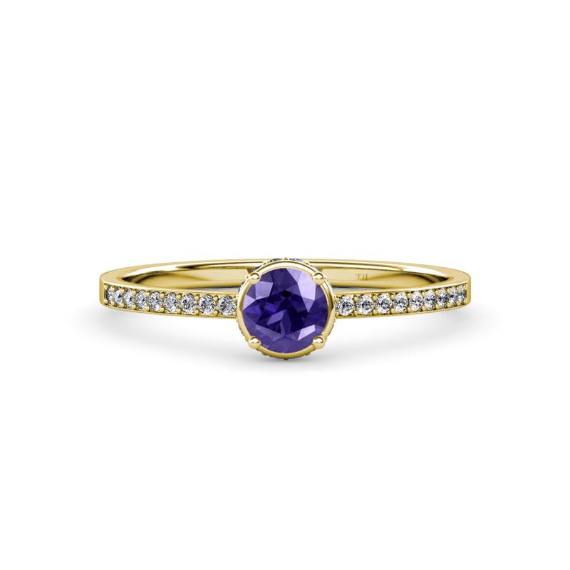 Siara Iolite and Diamond Halo Bridal Set Ring 