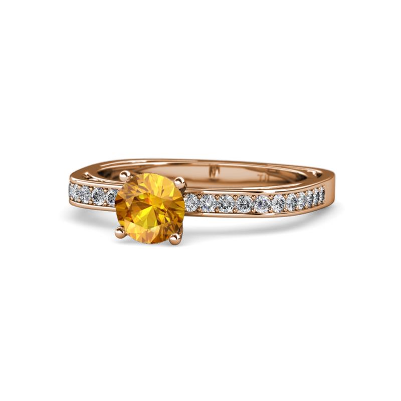 Gwen Citrine and Diamond Euro Shank Engagement Ring 