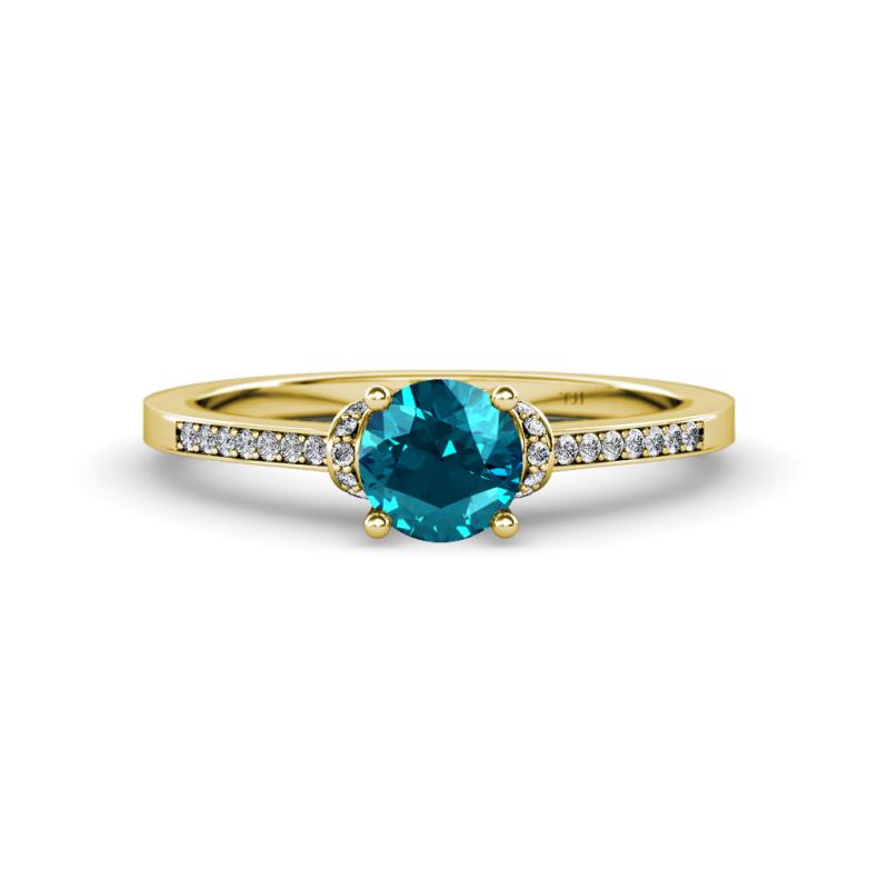 Nessa London Blue Topaz and Diamond Bridal Set Ring 