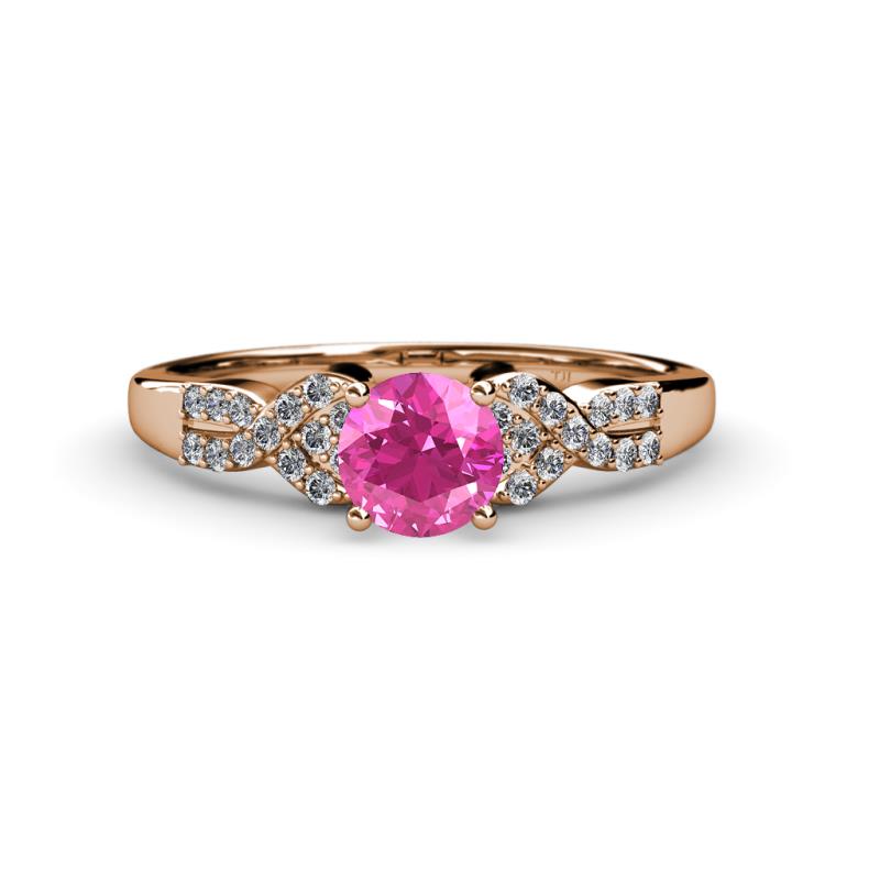 Serene Pink Sapphire and Diamond Bridal Set Ring 