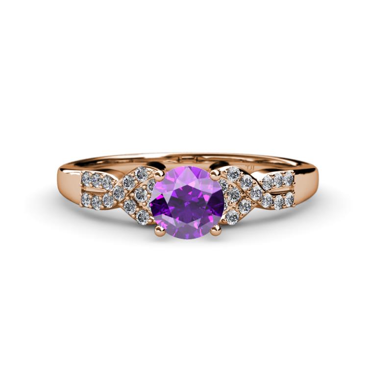 Serene Amethyst and Diamond Bridal Set Ring 