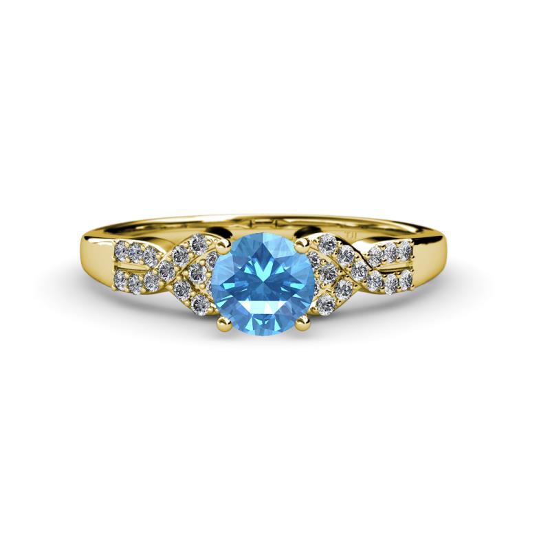 Serene Blue Topaz and Diamond Bridal Set Ring 