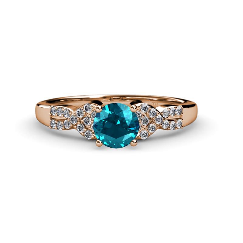 Serene London Blue Topaz and Diamond Bridal Set Ring 