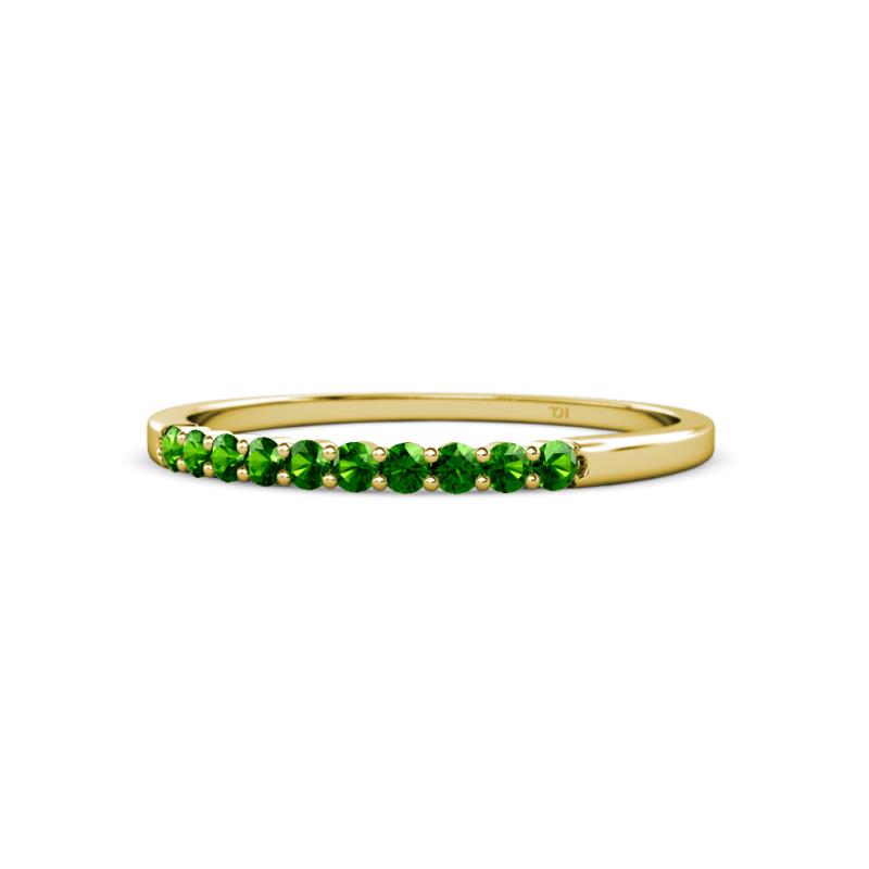 Clara 2.00 mm Green Garnet 10 Stone Wedding Band 