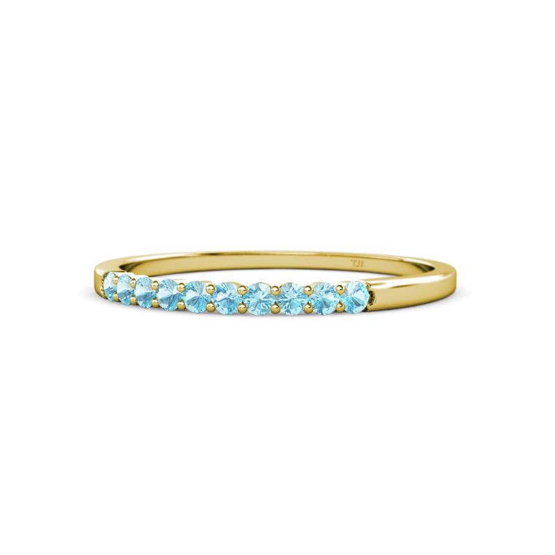 Clara 2.00 mm Aquamarine 10 Stone Wedding Band 