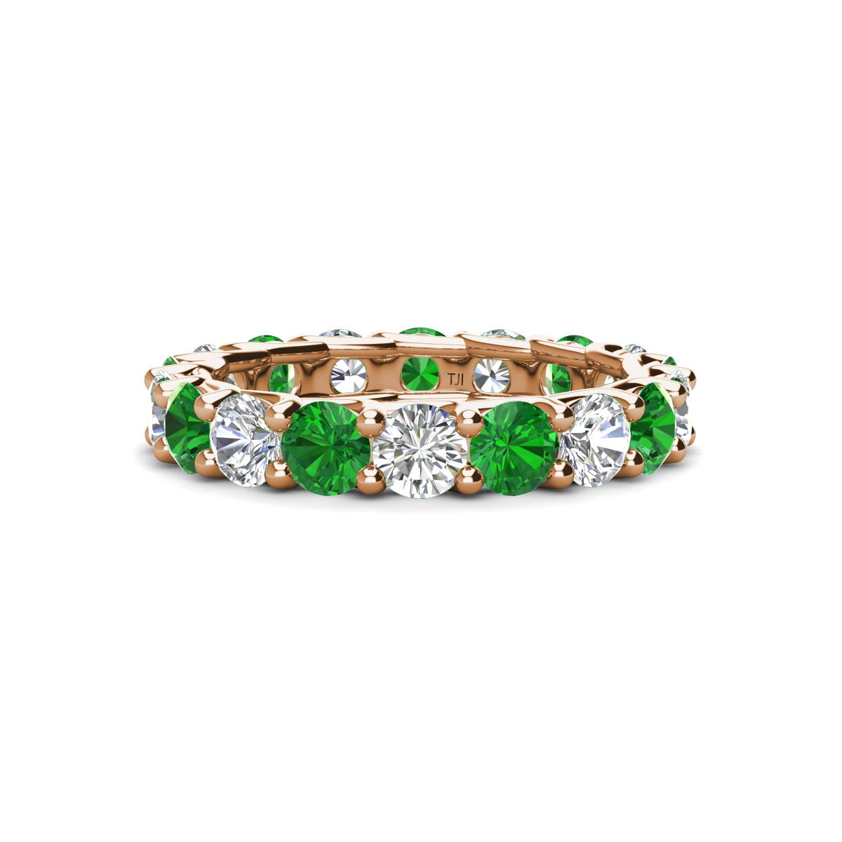 Laida 3.80 mm Green Garnet and Diamond Eternity Band 