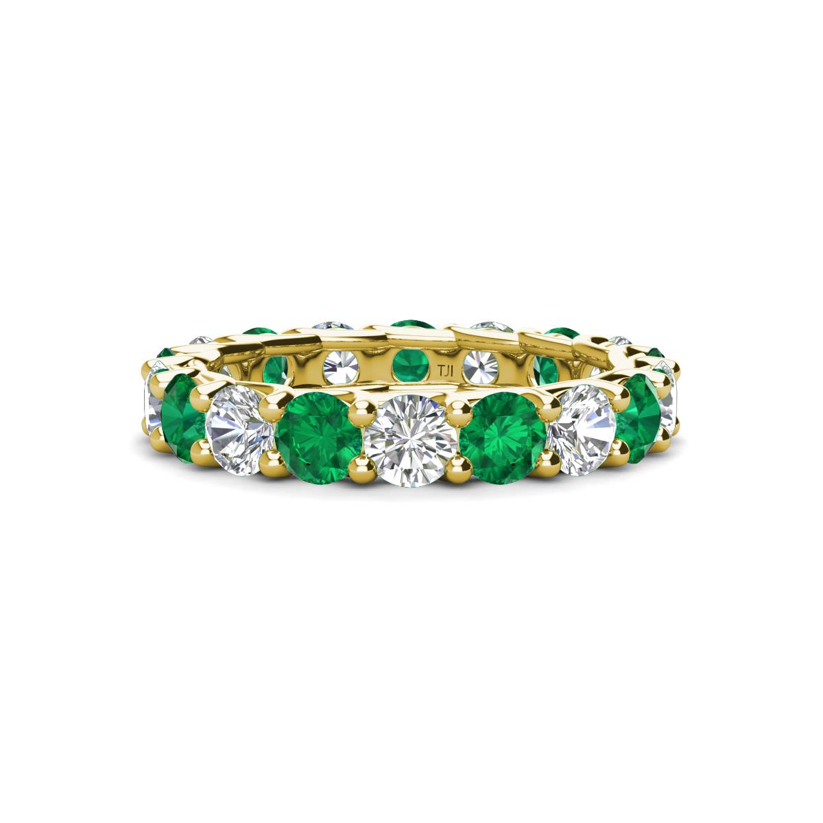 Laida 3.80 mm Emerald and Diamond Eternity Band 
