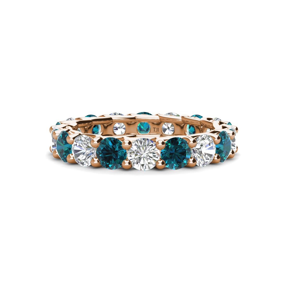 Laida 3.80 mm Blue and White Diamond Eternity Band 