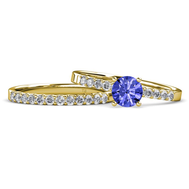Sezen Tanzanite and Diamond Bridal Set Ring 