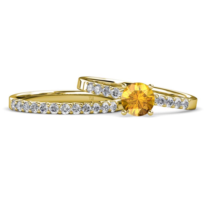 Sezen Citrine and Diamond Bridal Set Ring 