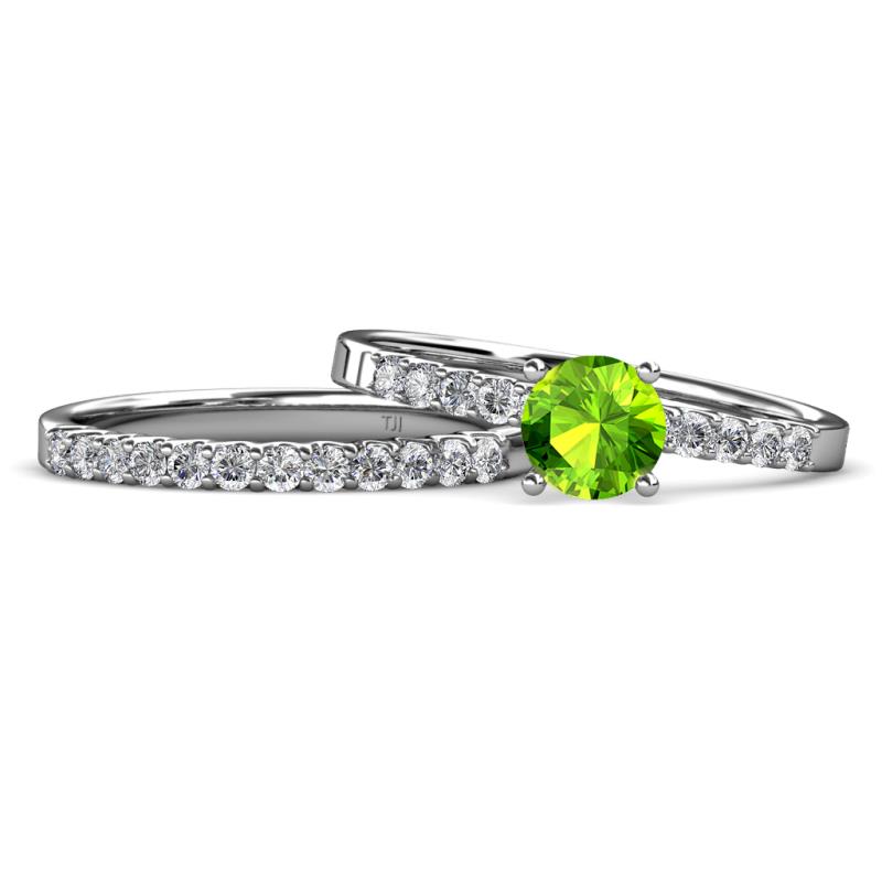 Sezen Peridot and Diamond Bridal Set Ring 