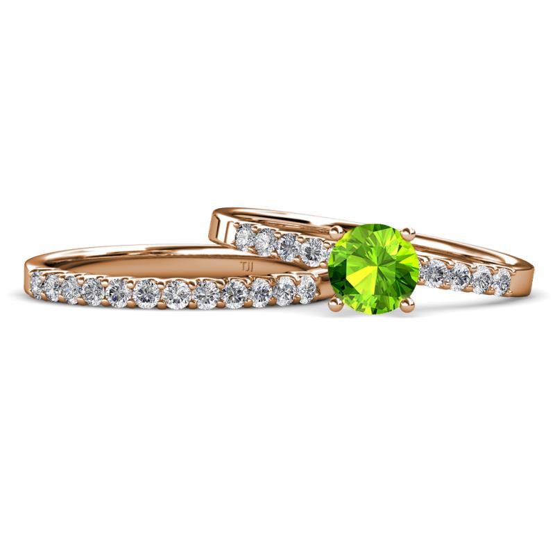 Sezen Peridot and Diamond Bridal Set Ring 