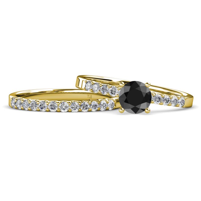 Sezen Black and White Diamond Bridal Set Ring 