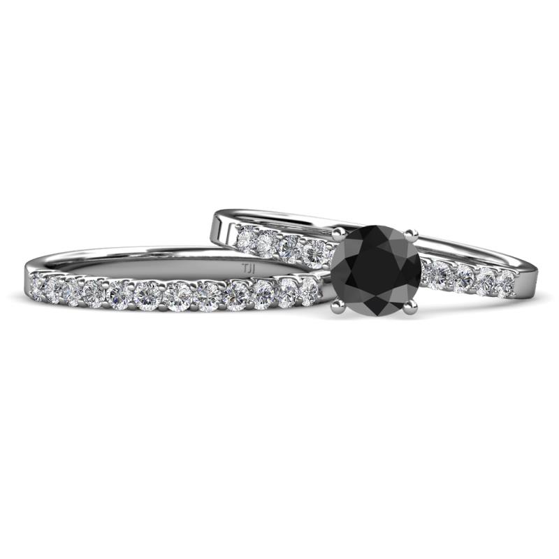 Sezen Black and White Diamond Bridal Set Ring 