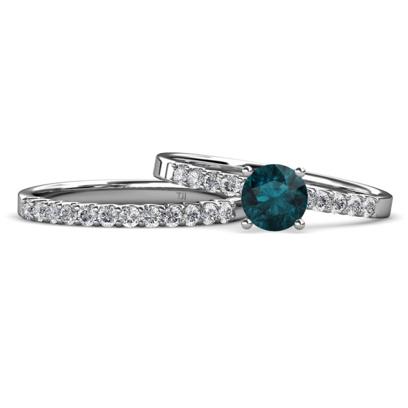Sezen London Blue Topaz and Diamond Bridal Set Ring 