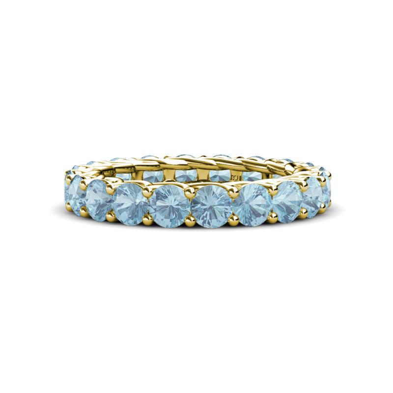 Lucida 3.80 mm Round Aquamarine U Prong Eternity Band 