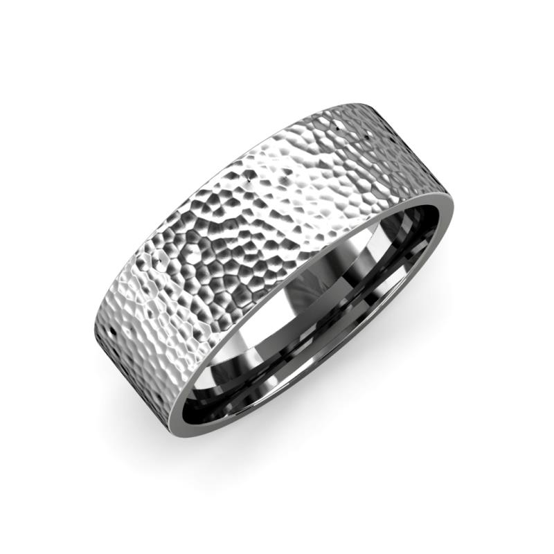Aidan Hammer Finish Flat Comfort Fit Unisex Wedding Band Hammer Finish Flat Comfort Fit Unisex Wedding Band Platinum
