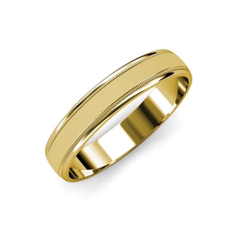 Bryon Glass Finish Milgrain Wedding Band Glass Finish Milgrain Wedding Band in K Yellow Gold