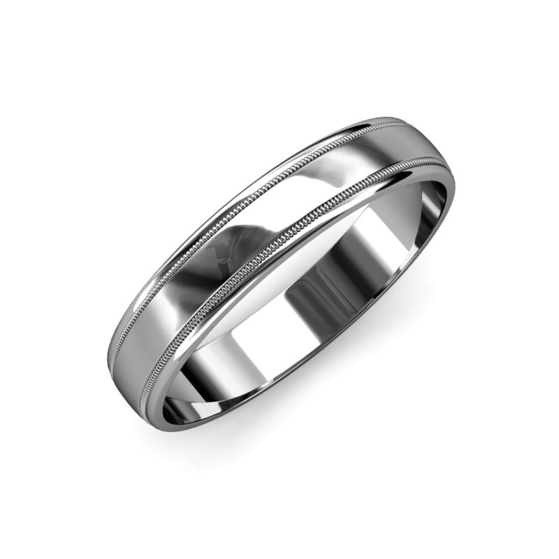Bryon High Polish Milgrain Wedding Band High Polish Milgrain Wedding Band in K White Gold