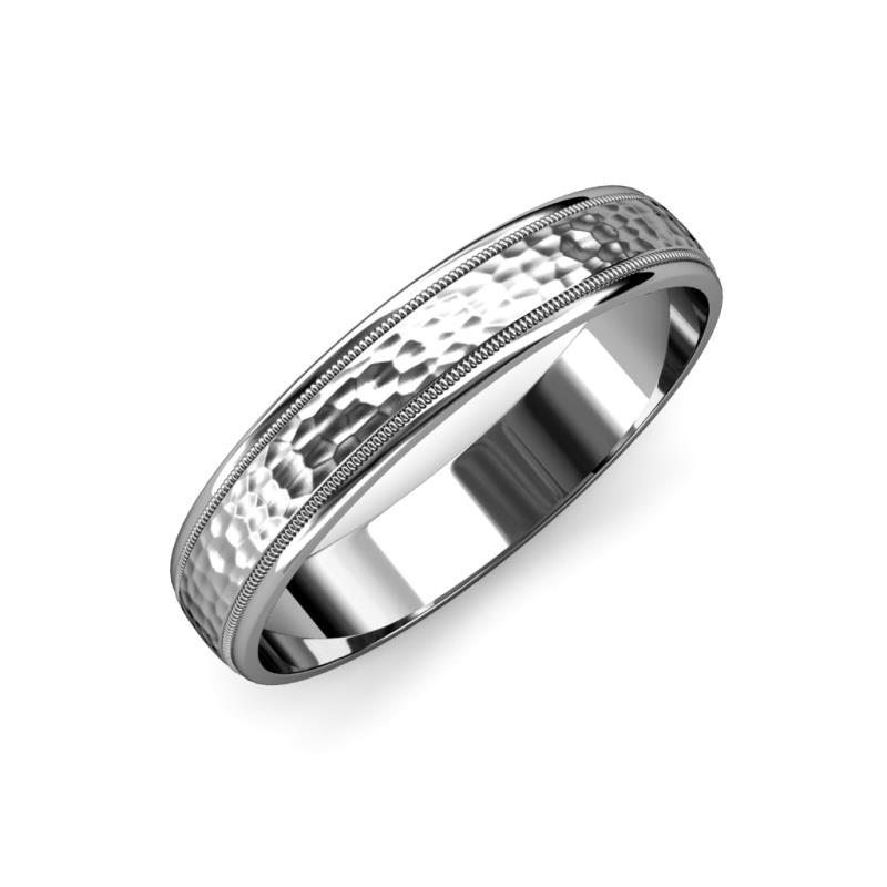 Bryon Hammer Finish Milgrain Wedding Band Hammer Finish Milgrain Wedding Band in Platinum