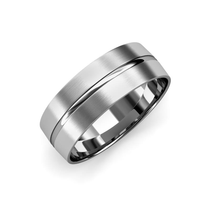Ezalor Satin Finish Center Ridge Wedding Band Satin Finish Center Ridge Wedding Band in K White Gold